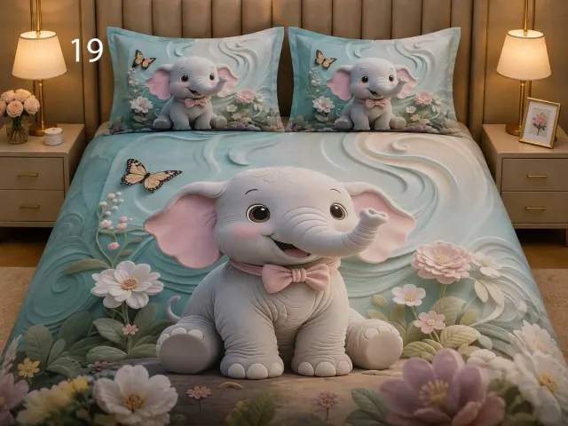 Baby Elephant Pastel Bedsheet Set
