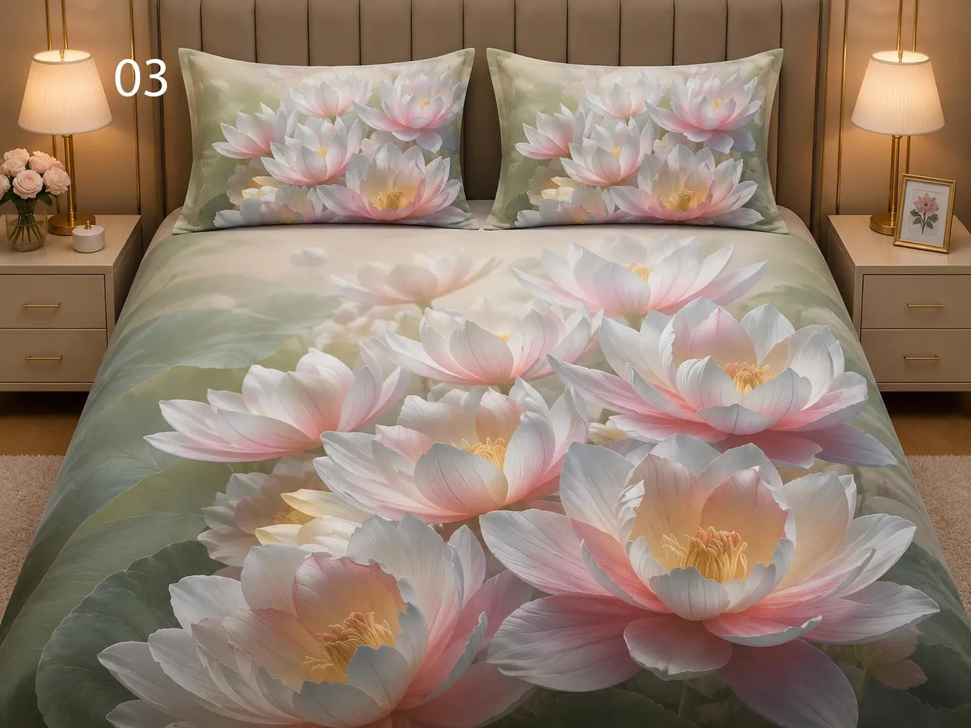 Pink Lotus Bedsheet Set
