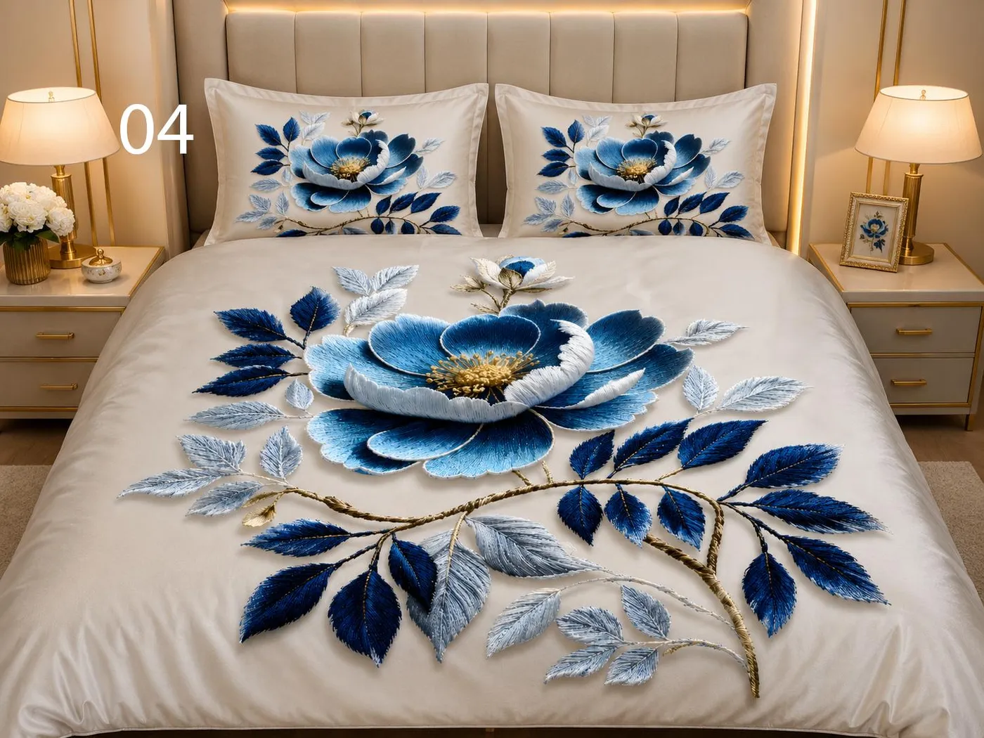 Royal Blue Peony Bedsheet Set