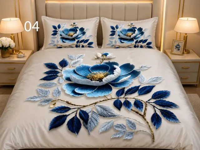 Royal Blue Peony Bedsheet Set
