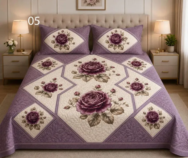 Lavender Rose Patchwork Bedsheet Set