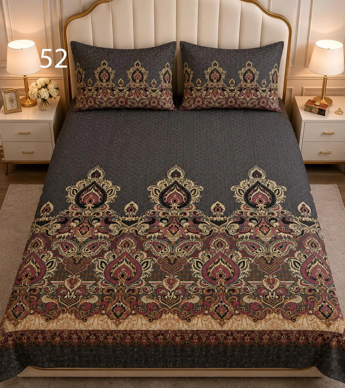 Charcoal Paisley Bedsheet Set