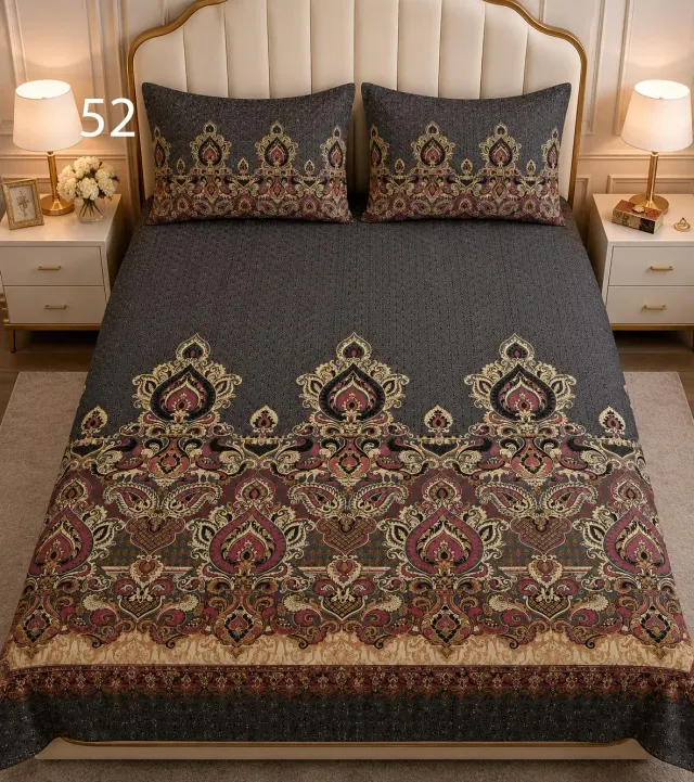 Charcoal Paisley Bedsheet Set