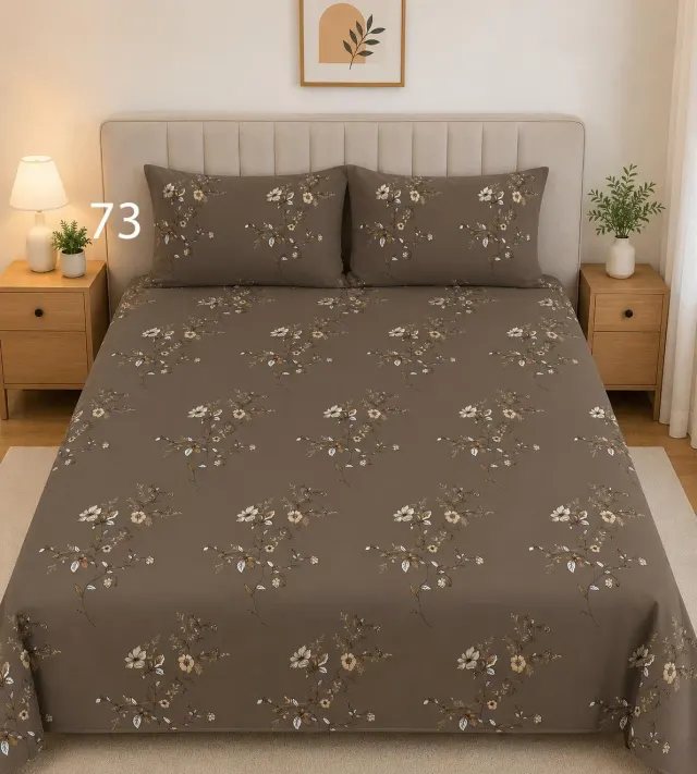 Taupe Ditsy Floral Bedsheet Set