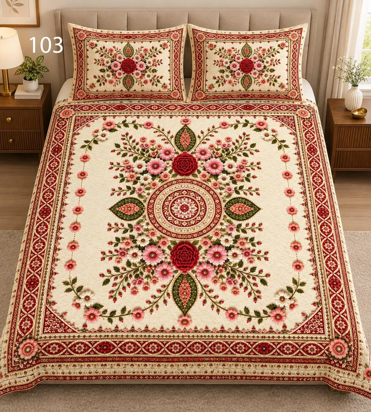 Rose Medallion Bedsheet Set