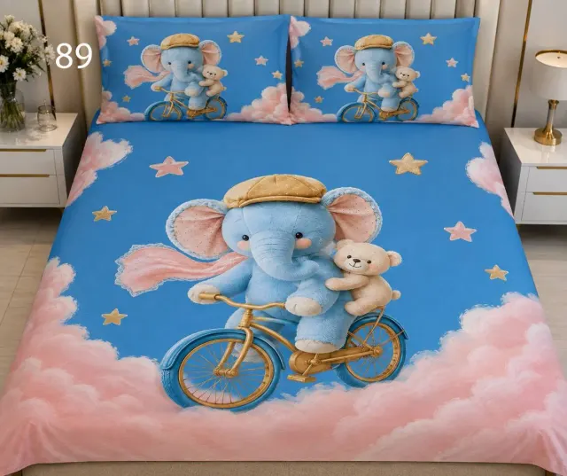 Cycling Elephant Bedsheet Set