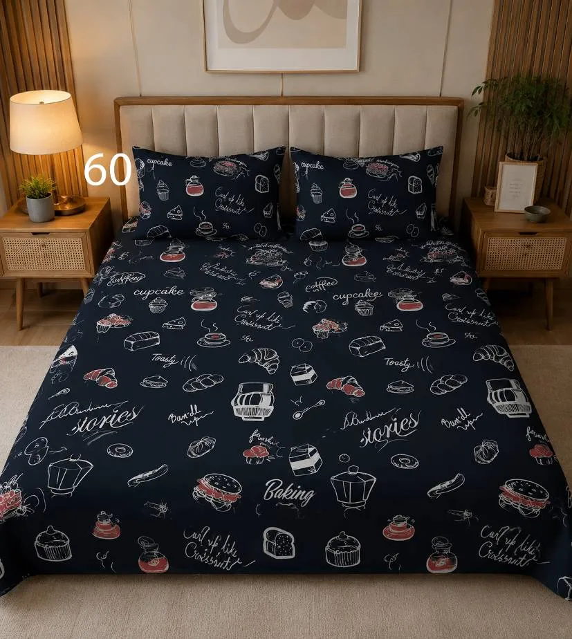 Navy Bakery Doodle Bedsheet Set