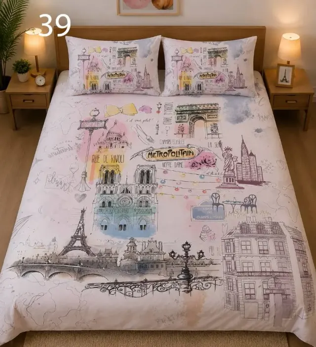 Paris Sketch Bedsheet Set