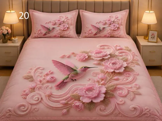 Pink Hummingbird Bedsheet Set