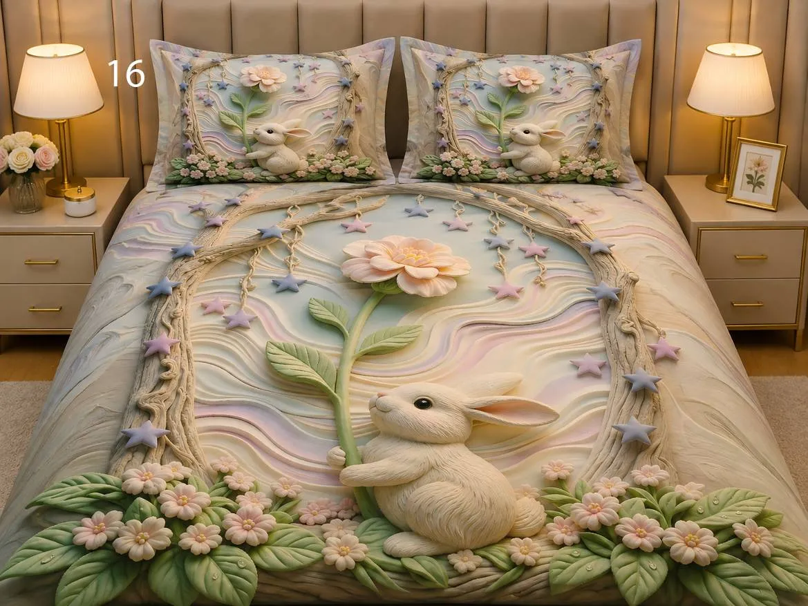 Bunny Blossom Bedsheet Set