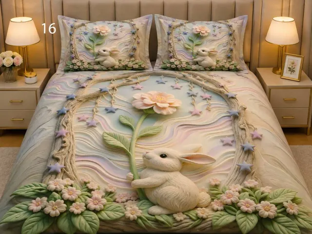 Bunny Blossom Bedsheet Set