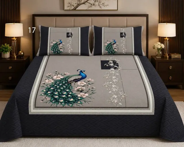 Grey Peacock Bedsheet Set